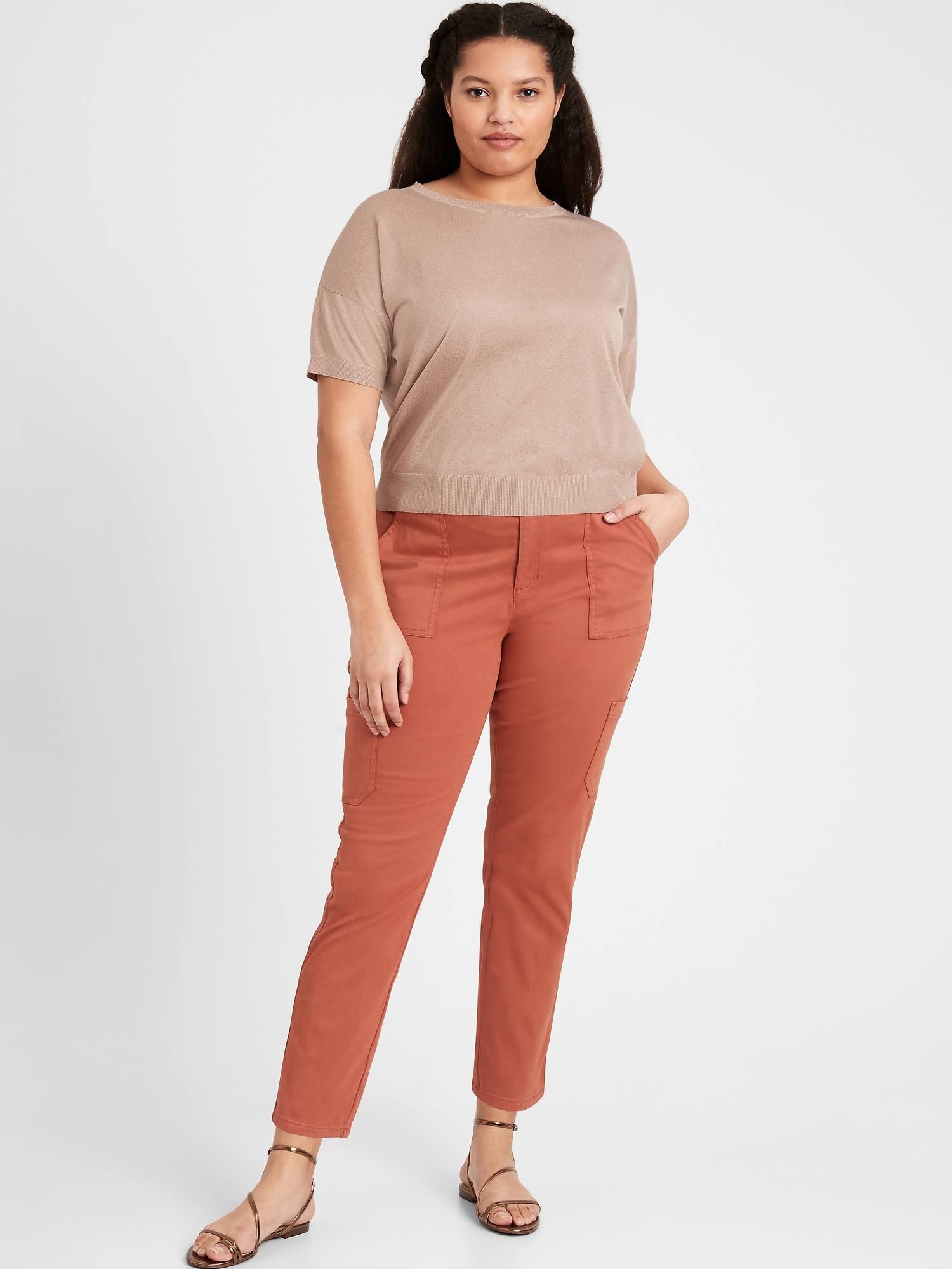 Banana Republic Women's Mid-Rise Skinny Cargo Chino Pant Copper Clay Size 0 Regular