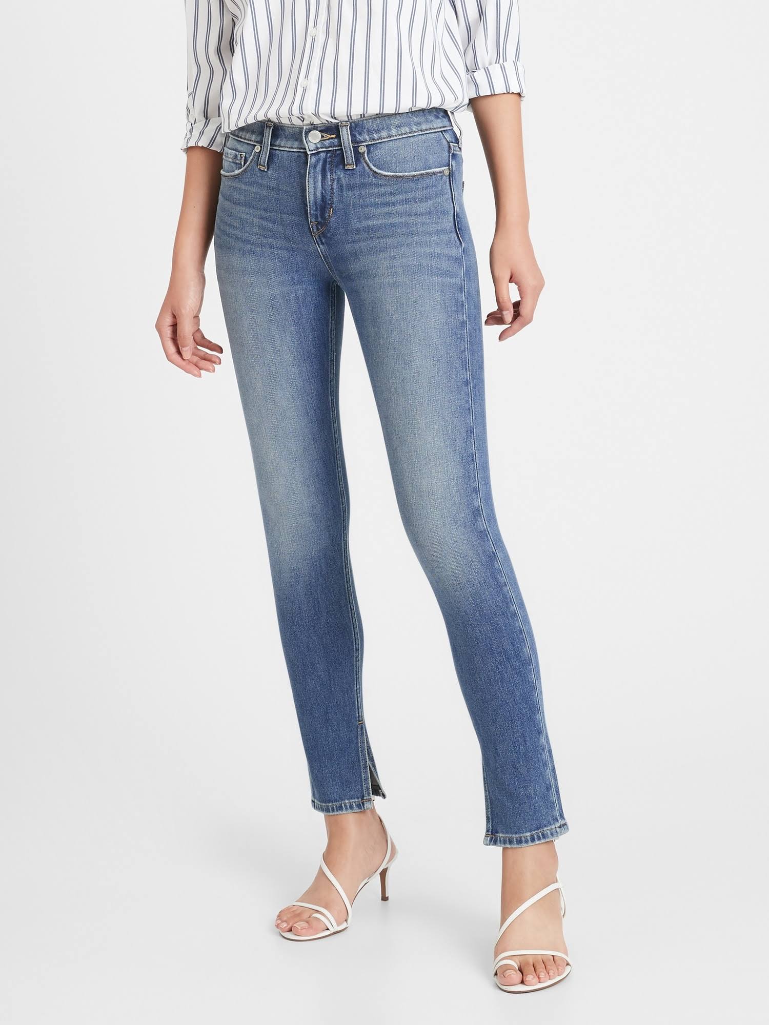 Banana Republic Women's Mid-Rise Skinny Jean with Split-Hem Medium Wash Size 26 Regular