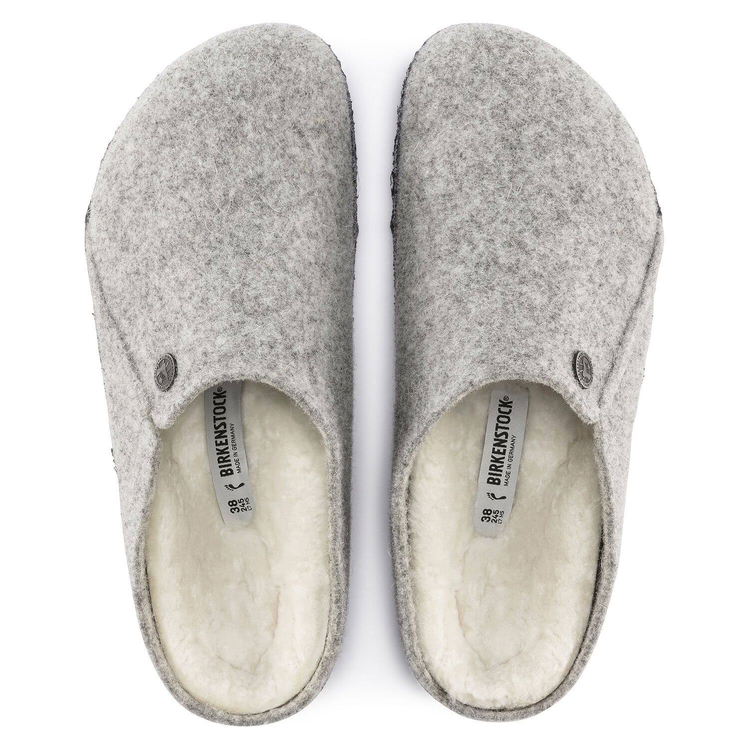 Birkenstock Zermatt Shearling Narrow Slippers - Light Grey