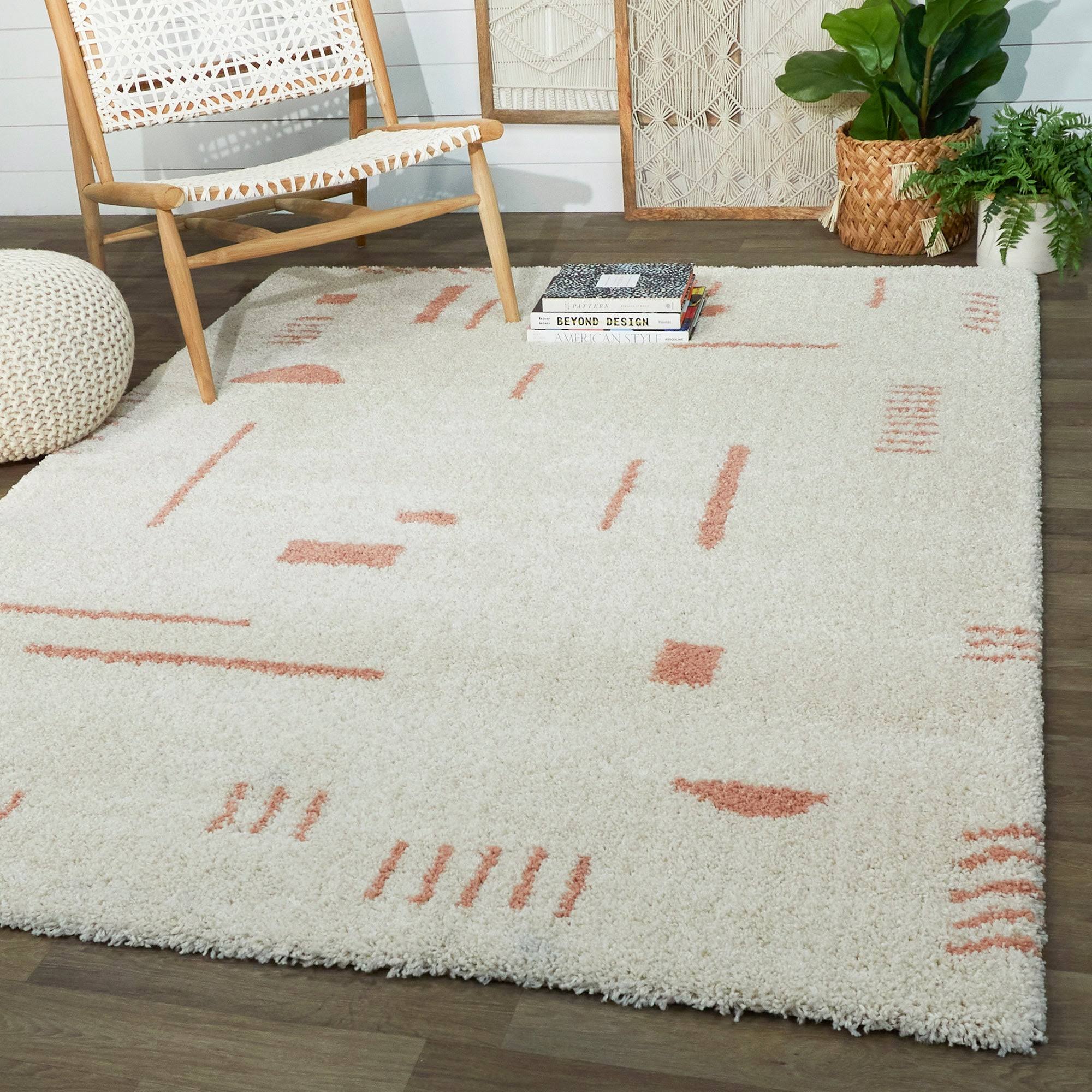 BALTA Rupa White/Pink 9 ft. x 12 ft. Modern Shag Area Rug