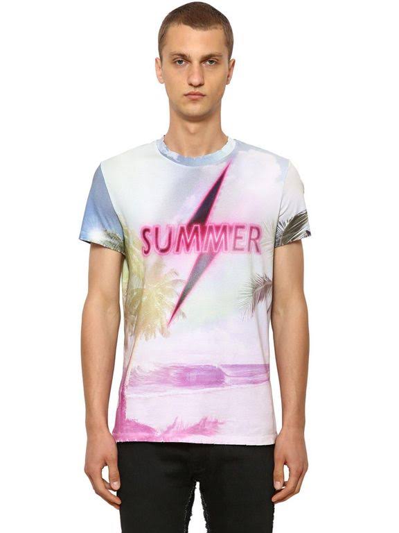 Balmain Printed Cotton Jersey T-Shirt - Purple - Short Sleeve T-Shirts