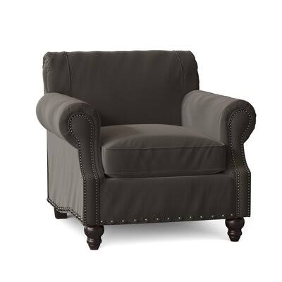 Landry 40x22 Wide Down Cushion Armchair Birch Lane Body Fabric: Spinnsol Iron, Nailhead Detail: Pewter