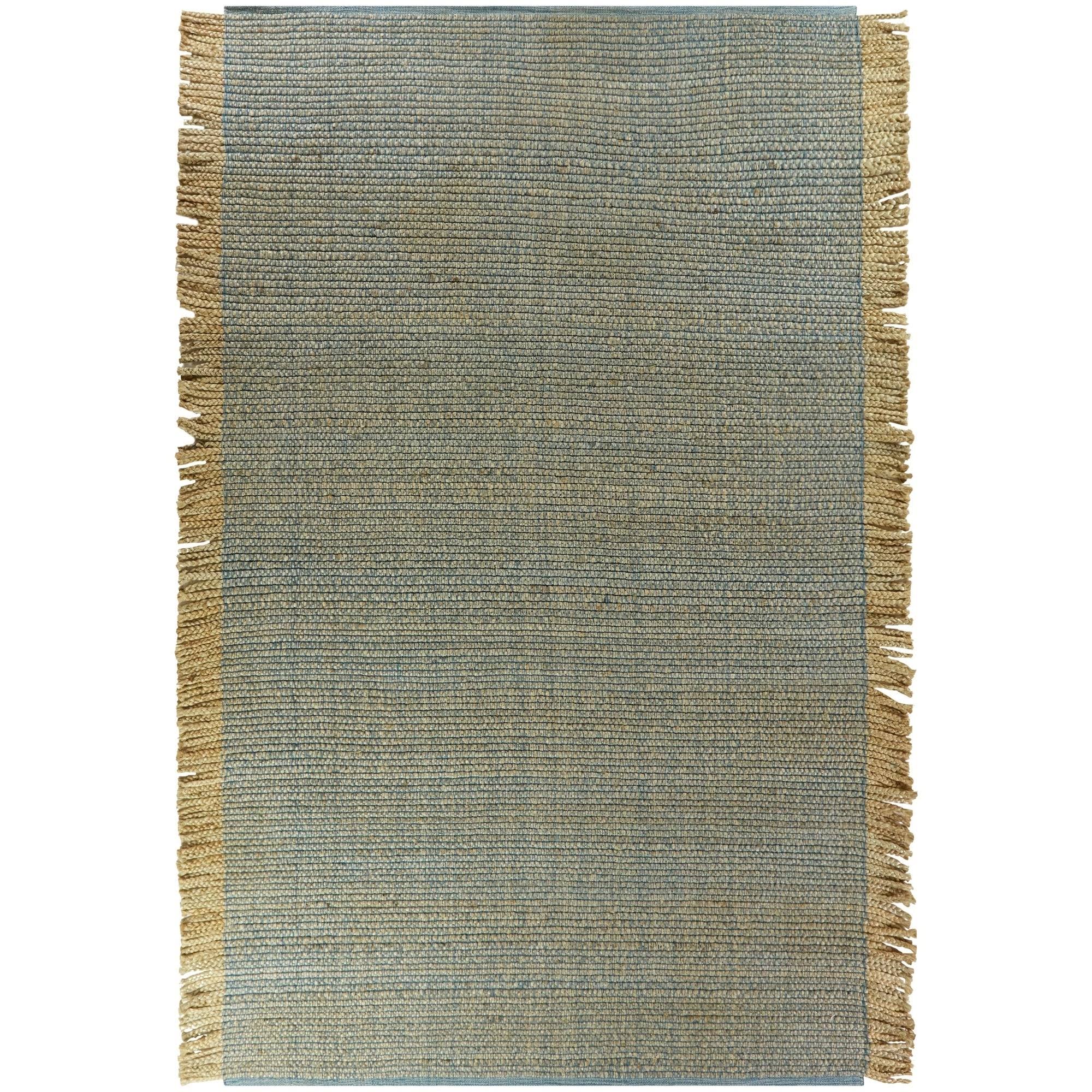 March Jute Sisal Natural Fiber Flatweave Area Rug - 2& x 7& Runner - Blue