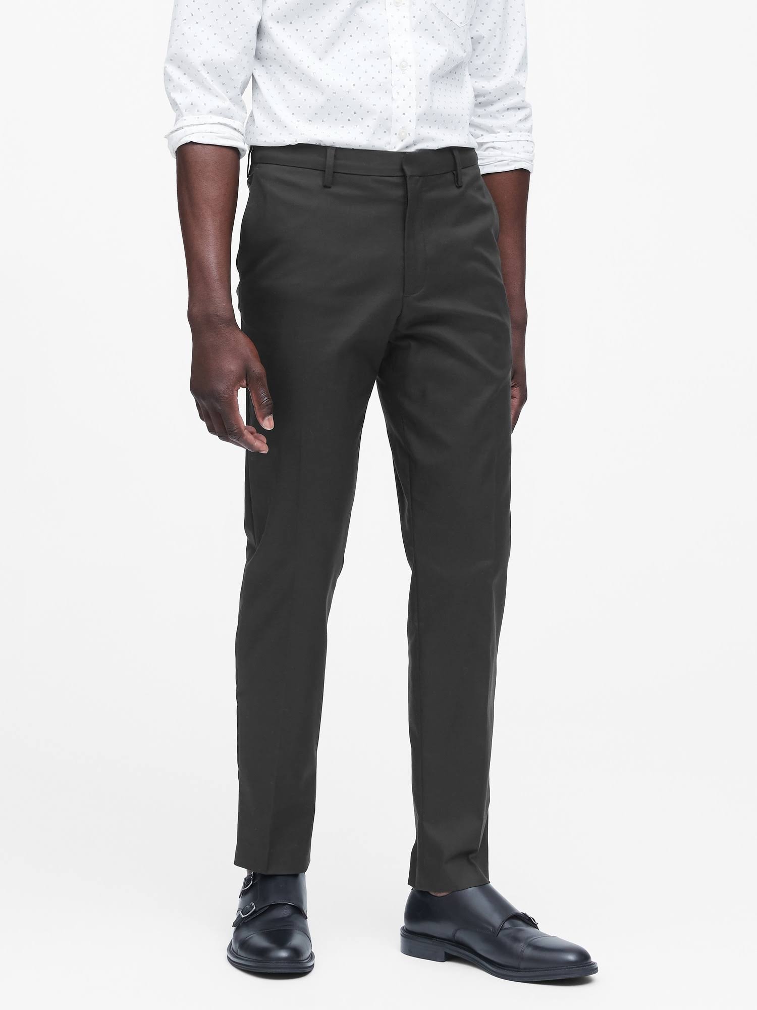 Banana Republic Men's Slim Solid Non-Iron Stretch Pant Black Size 40W 34L