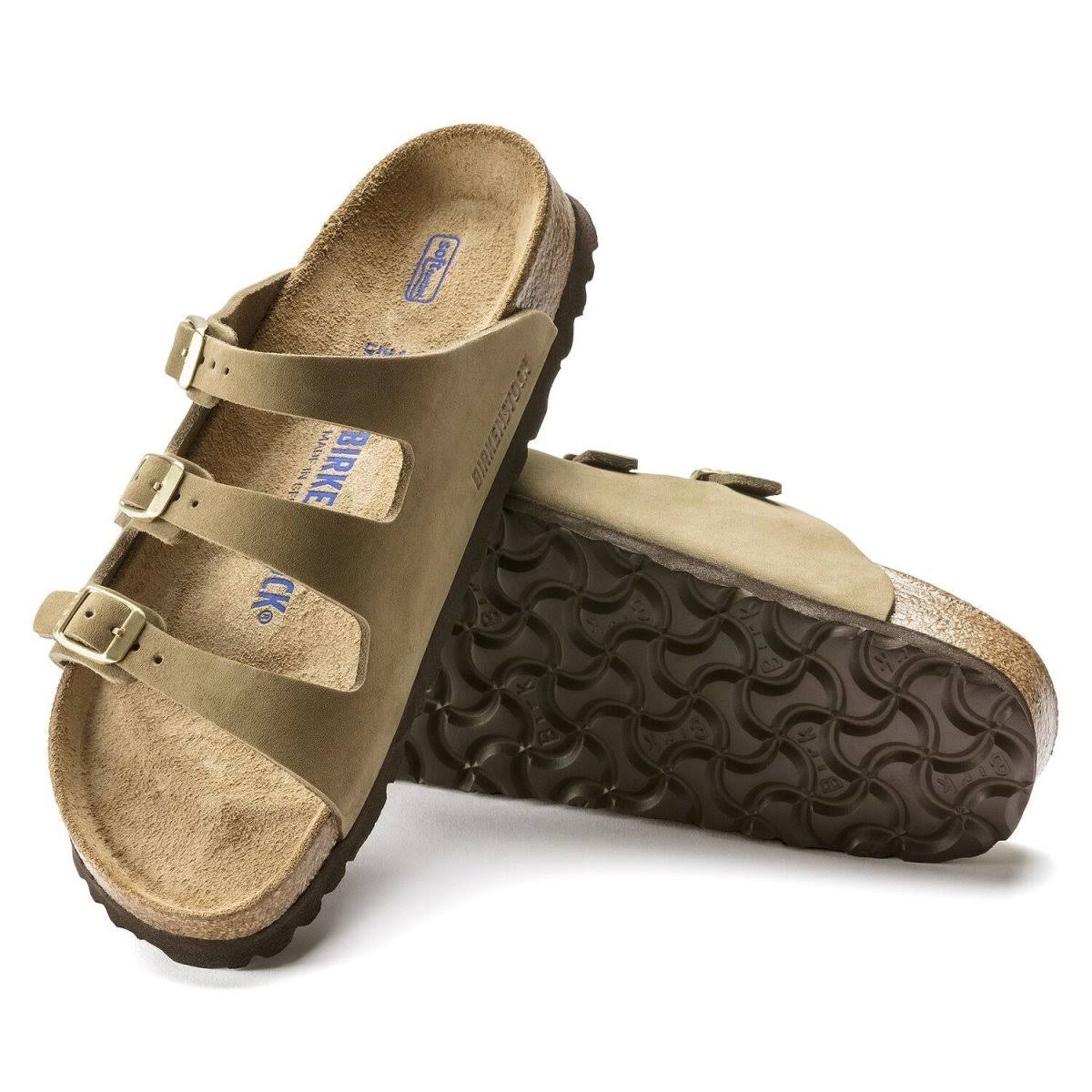 Birkenstock Women's Florida Fresh Soft Footbed Faded Khaki Nubuck