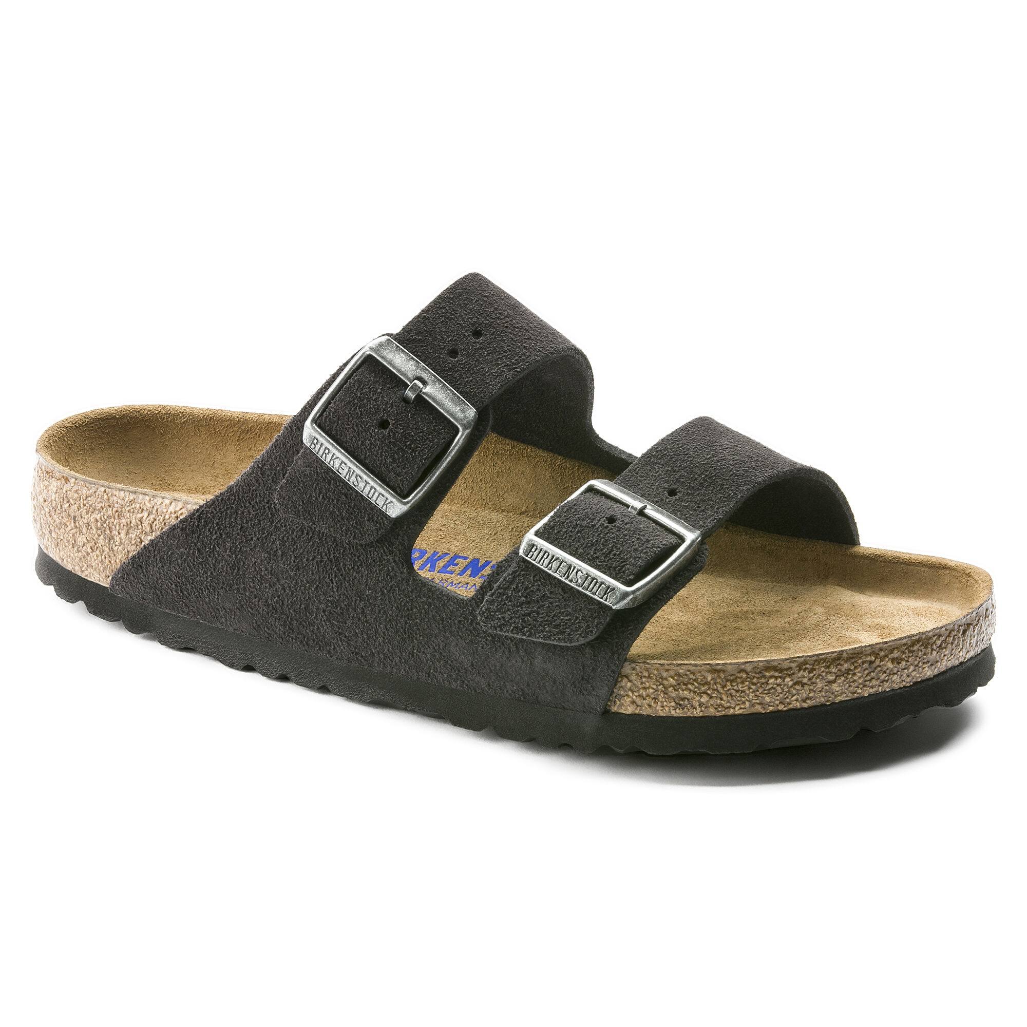 Birkenstock Arizona Suede Leather Velvet Gray Two-Strap Sandals