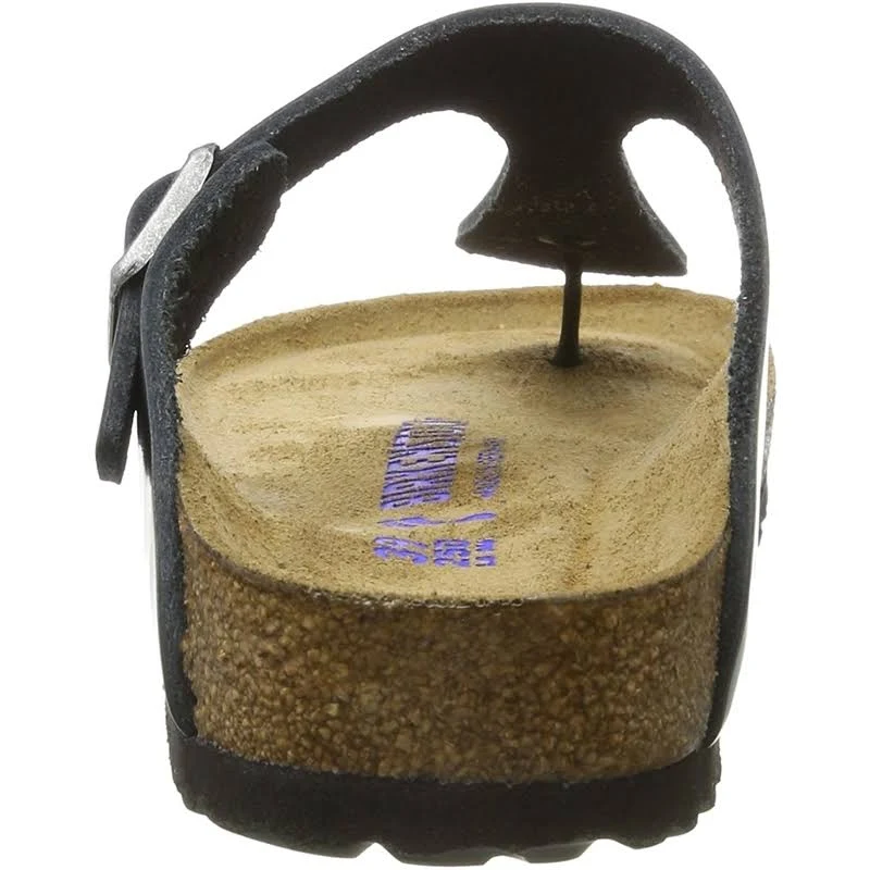 Birkenstock Gizeh Natural Leather Soft Footbed Sandals - Metallic Anthracite