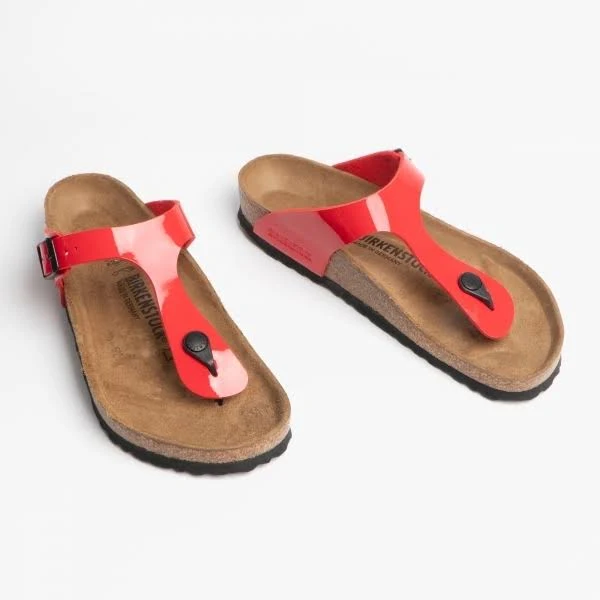 Birkenstock Gizeh Birko-Flor Patent Cherry Thong Sandals
