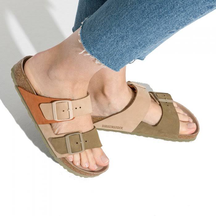 Birkenstock Arizona Split Hex Women's Shoes Sandcastle/Faded Khaki Nubuck : 40 (US Women's 9-9.5) Narrow