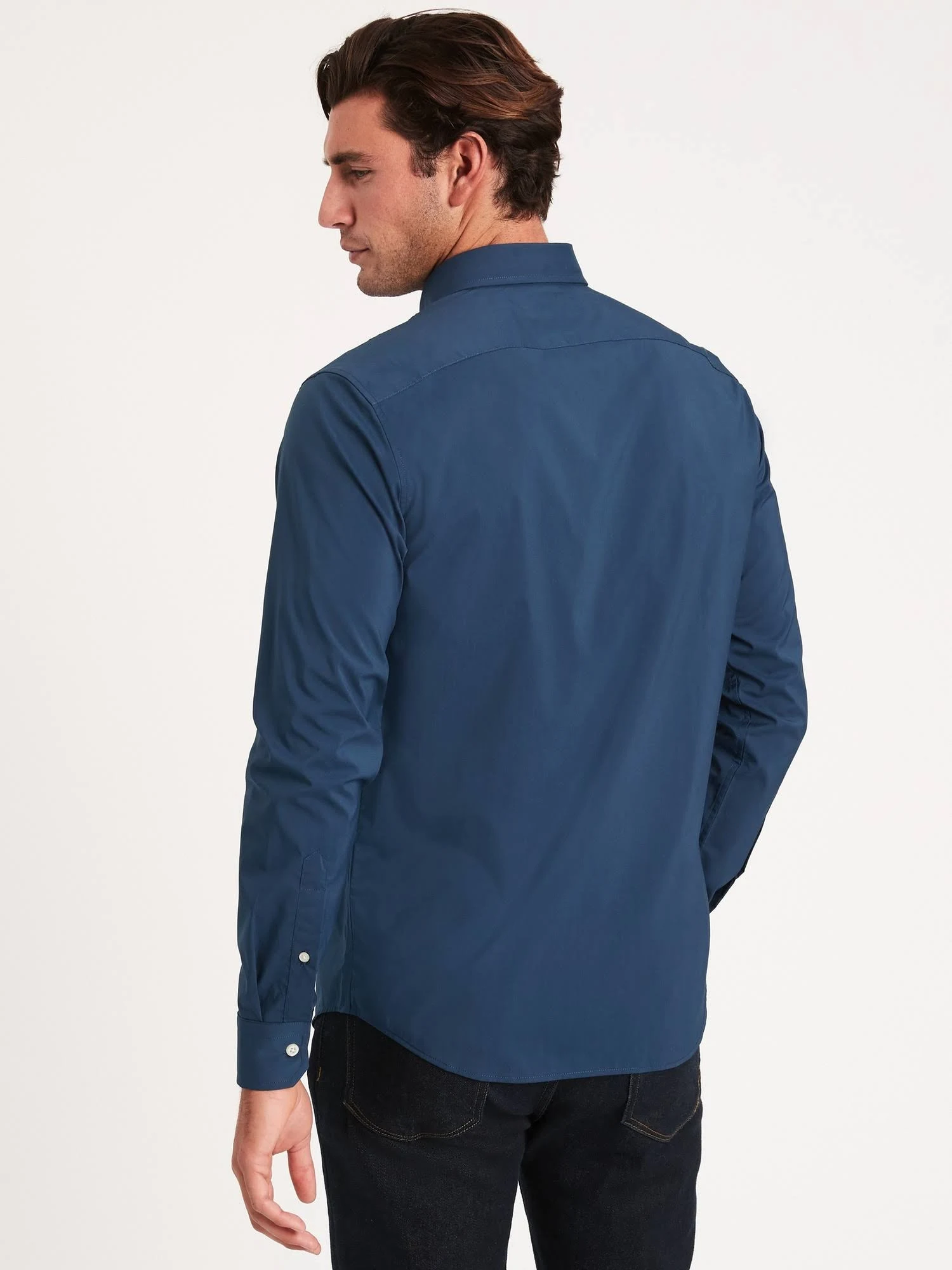 Banana Republic Men's Slim-Fit Tech-Stretch Cotton Shirt True Navy Blue Size Xxs