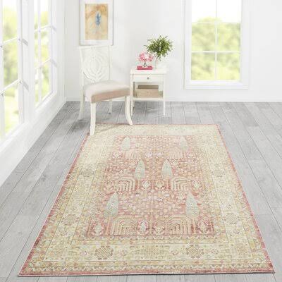 Richards Oriental Pink/Beige Area Rug Birch Lane Rug Size: Rectangle 4& x 6&