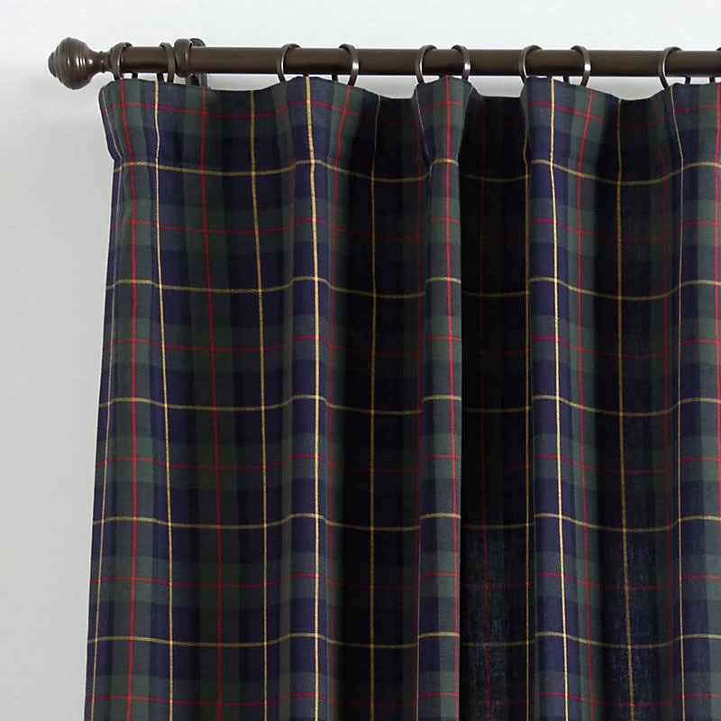 Suzanne Kasler Plaid Drapery Panel Linen Plaid Blanc 84x22 - Ballard Designs