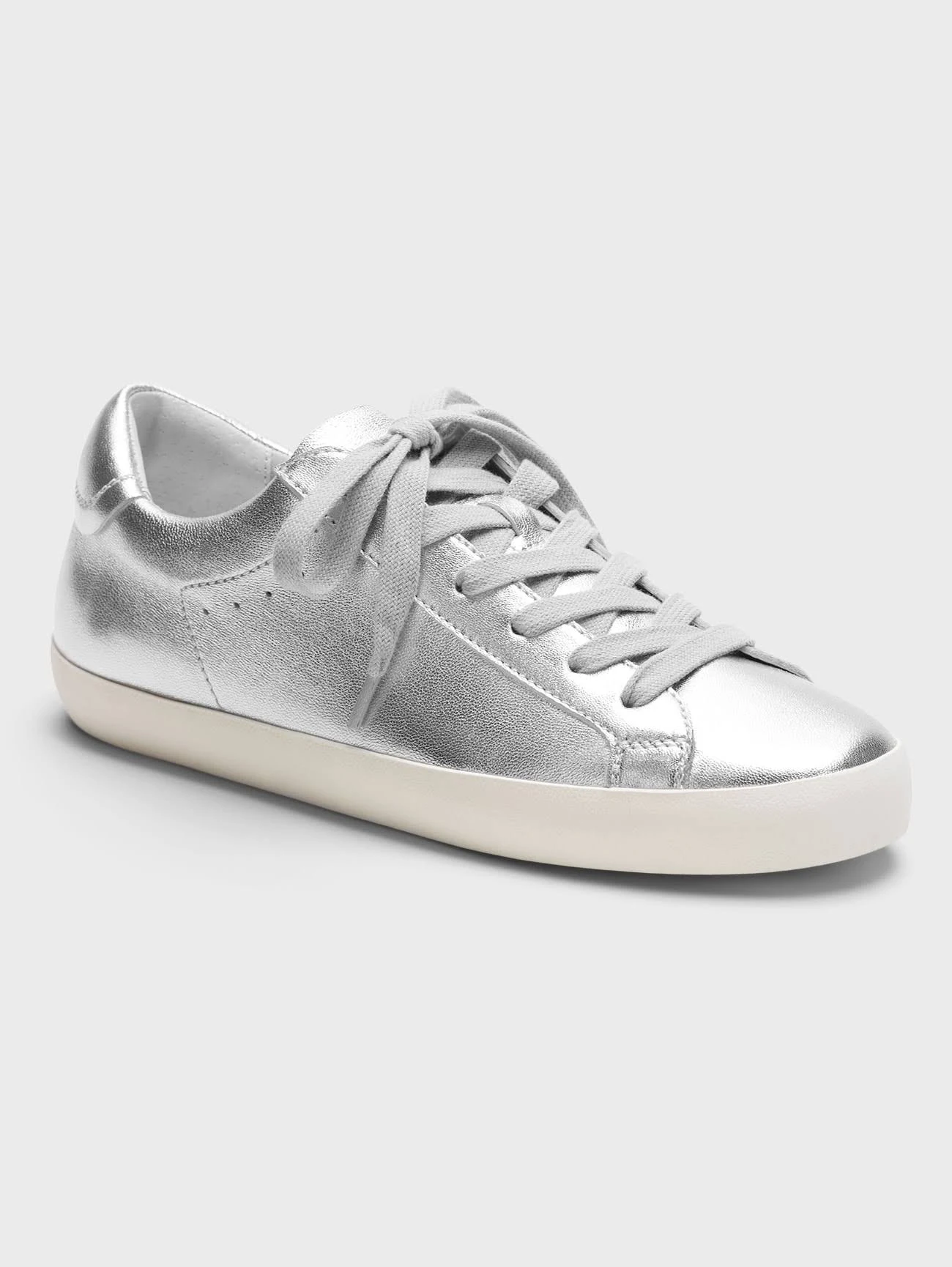 Banana Republic Women's Essential Sneaker Silver Leather Size 7 1/2