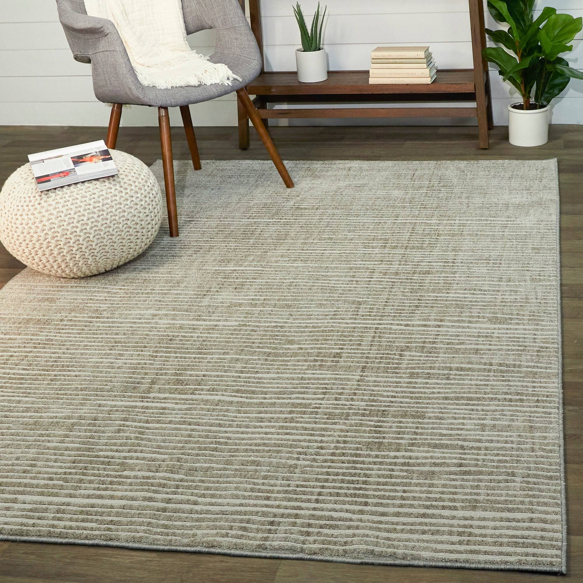 BALTA Lynne Tan 8 ft. x 10 ft. Textured Stripe Area Rug
