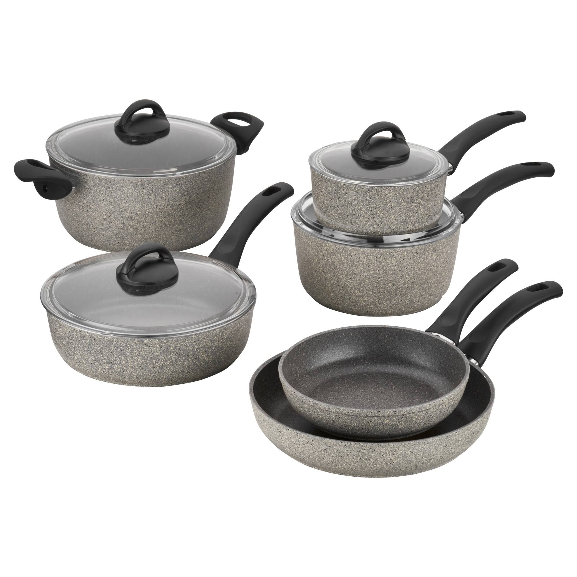 Ballarini Parma 10pc Aluminum Nonstick Cookware Set, Marled Grey