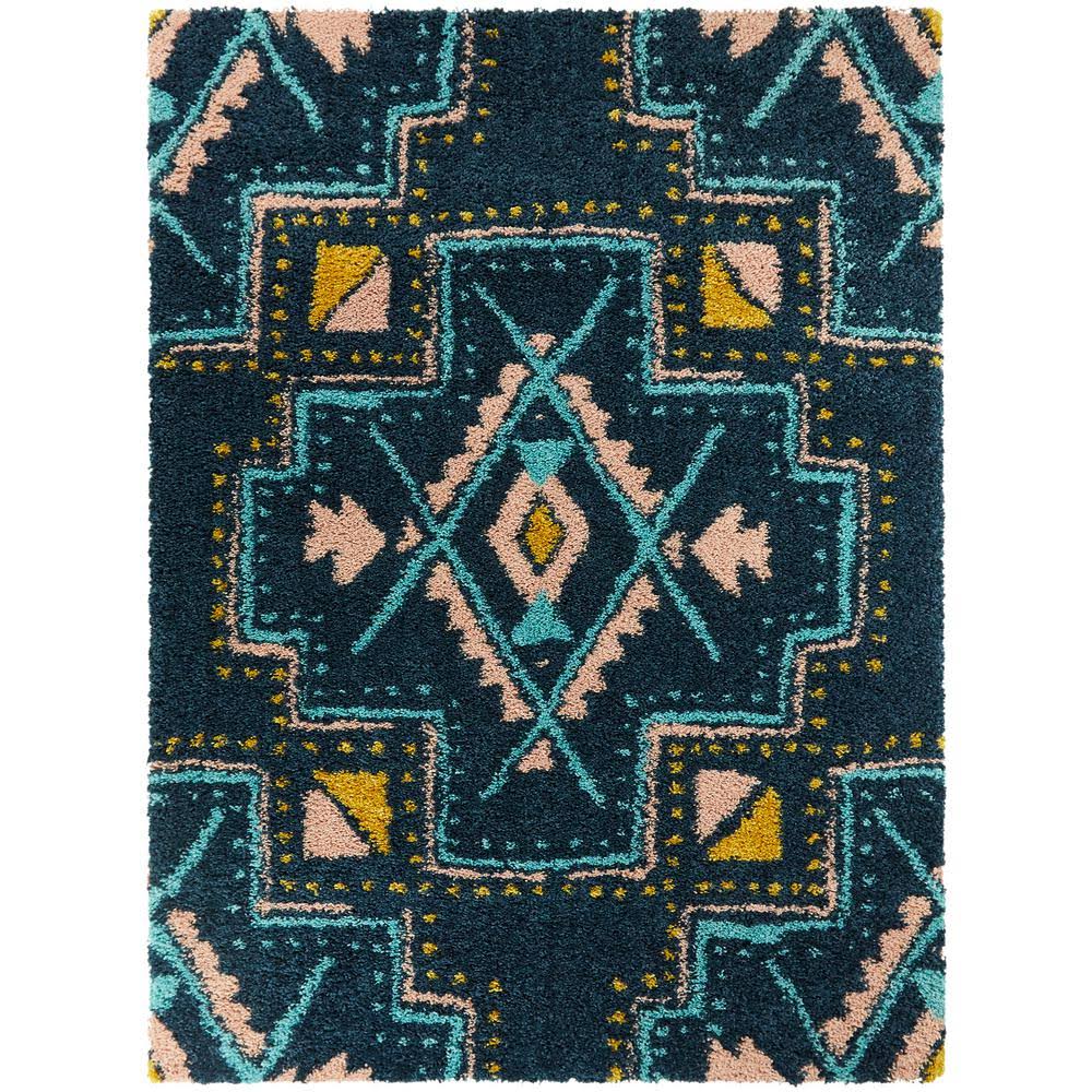 BALTA Dakarai Southwestern Shag Navy 5 ft. x 7 ft. Area Rug, Blue