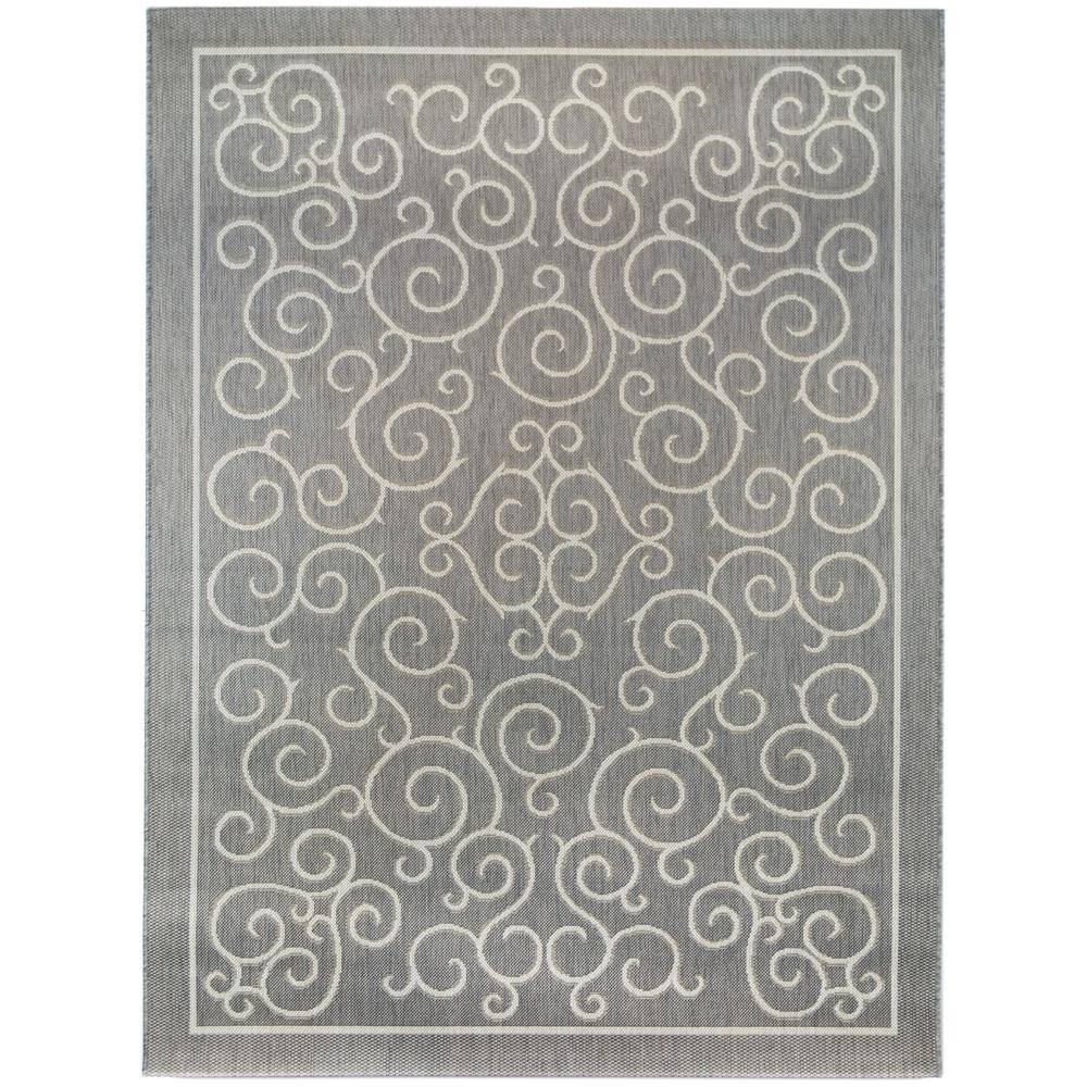 Hampton Bay Scroll Slate Grey 5 ft. 3 in x 7 ft. Indoor/Outdoor Area Rug, Gray