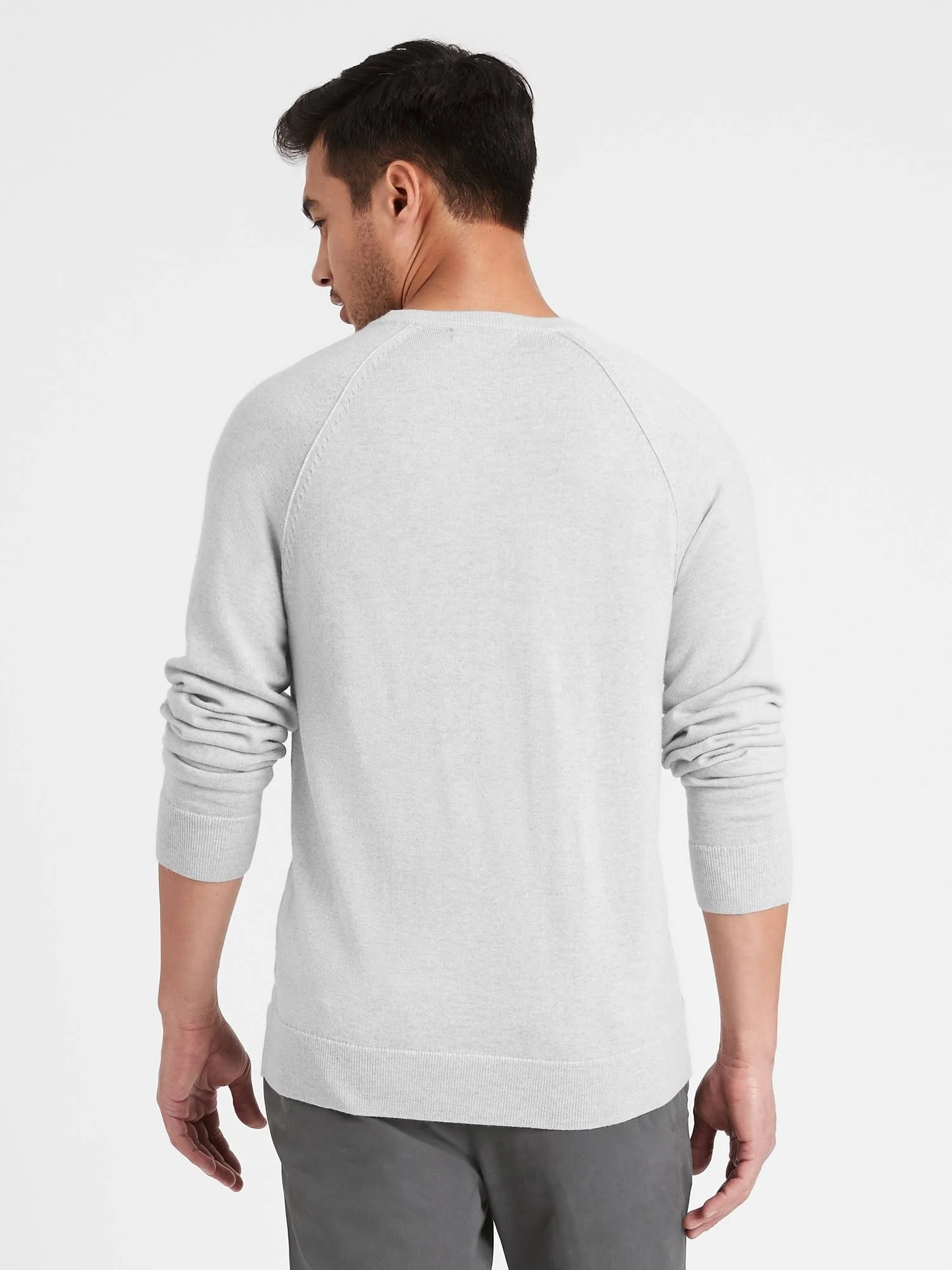 Banana Republic Men's Italian Merino Crew Sweater-Neck Sweater Pale Gray Size Xs