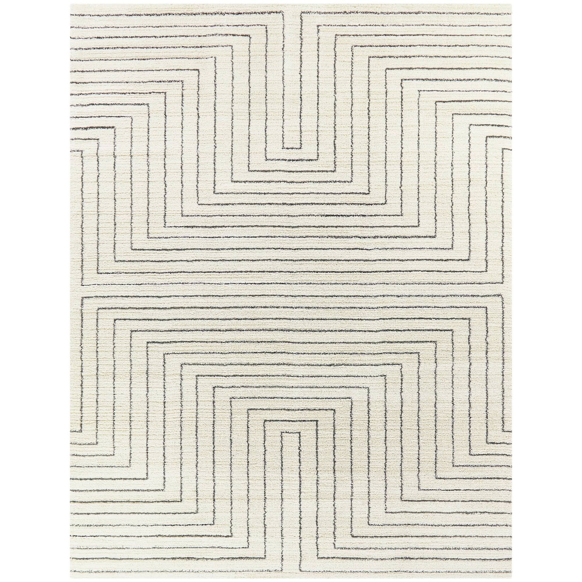 Carmody Modern Art Deco Stripe Area Rug - 2&7x22 x 7& Runner - Cream