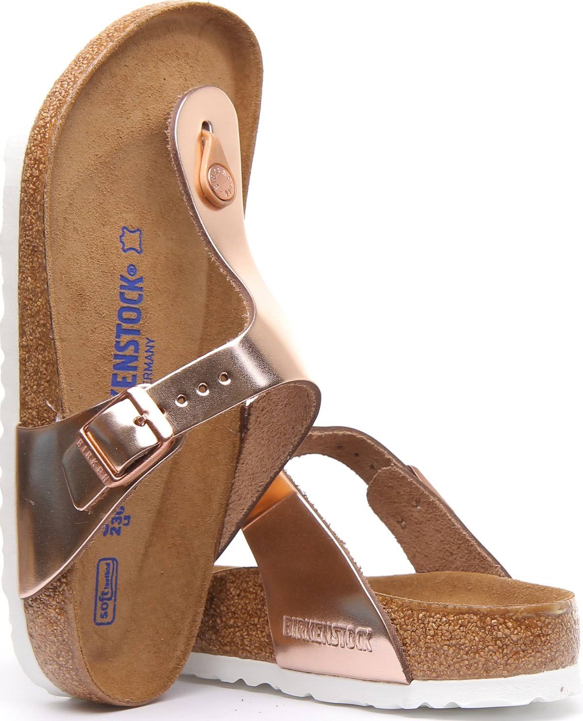 Birkenstock Gizeh Natural Leather Metallic Copper Thong Sandals