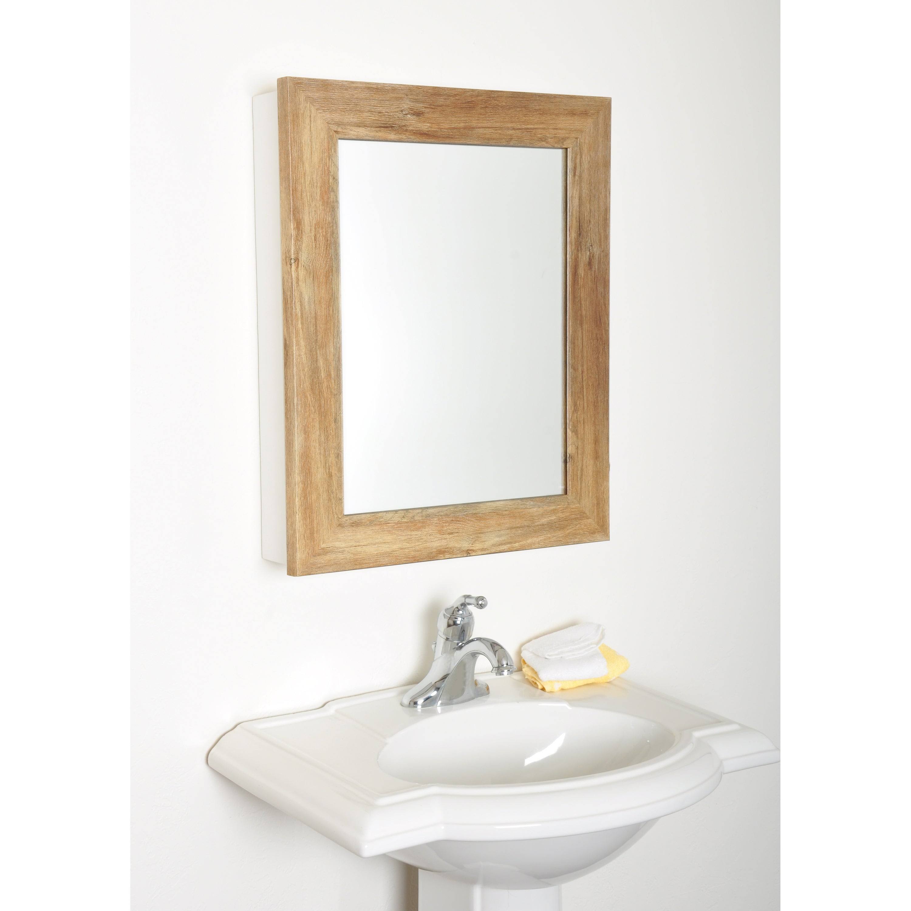 Drakeford Recessed or Surface Mount Framed Medicine Cabinet with 2 Adjustable Shelves Finish: Rustic Grain