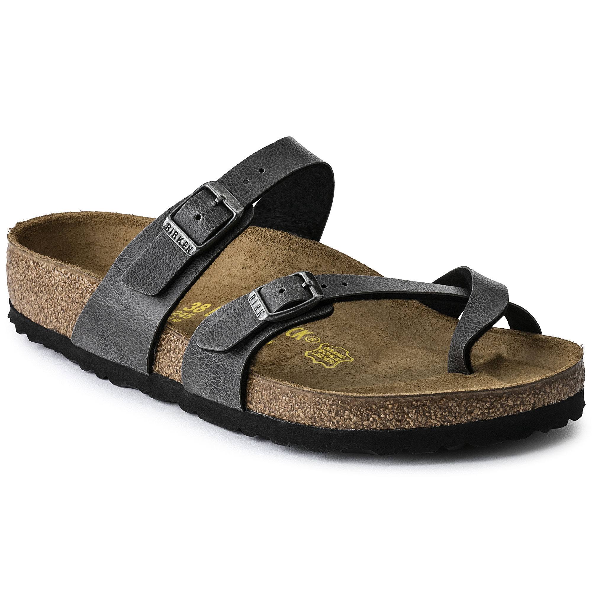 Birkenstock Mayari Birko-Flor Pull Up Anthracite Thong Sandals
