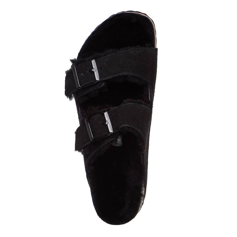 Birkenstock Arizona Shearling Double Strap Sandals - Black