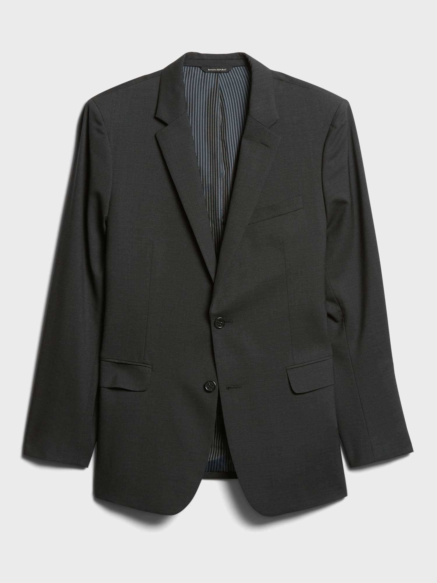 Banana Republic Men's Standard Solid Italian Wool Suit Jacket Dark Charcoal Size 38 Short
