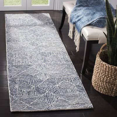 Deanda Geometric Handmade Tufted Wool Light Blue/Gray Area Rug Birch Lane Rug Size: Runner 2&3x22 x 20&
