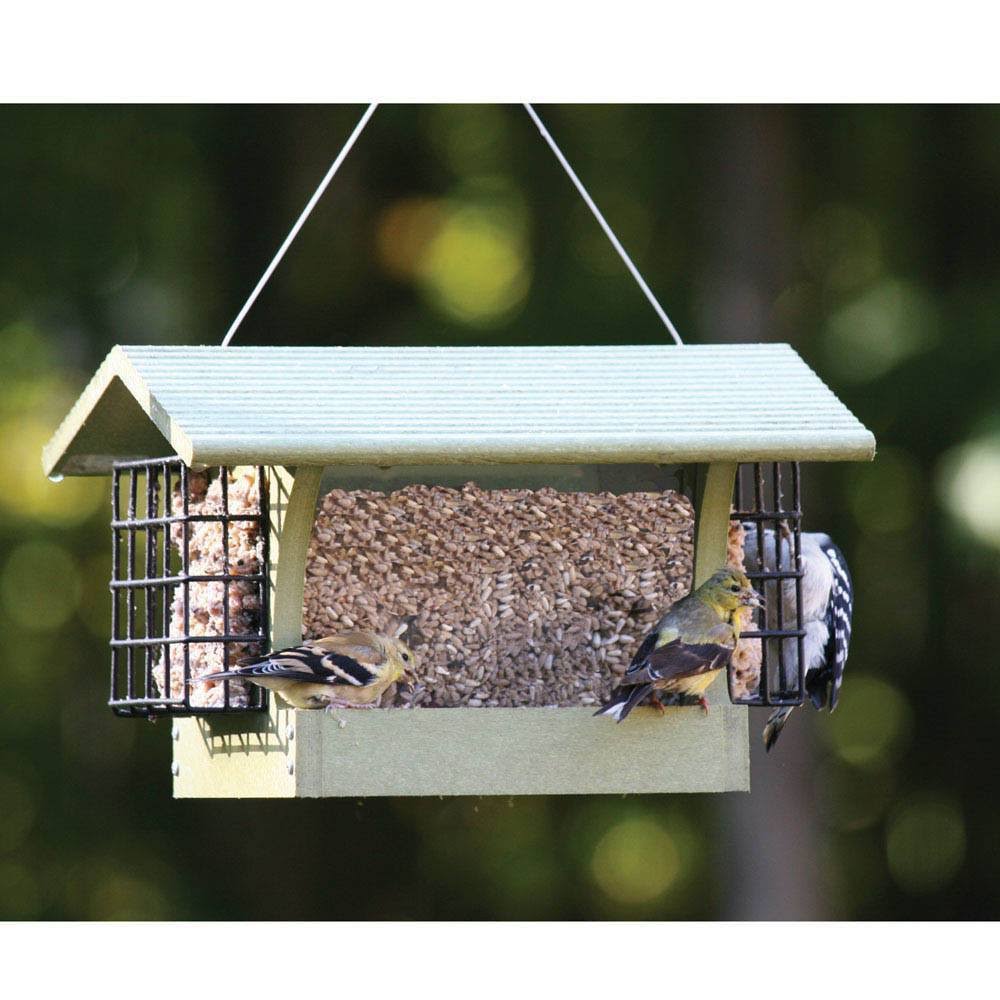 Green Solutions Recycled Medium Hopper Bird Feeder with Suet Cages