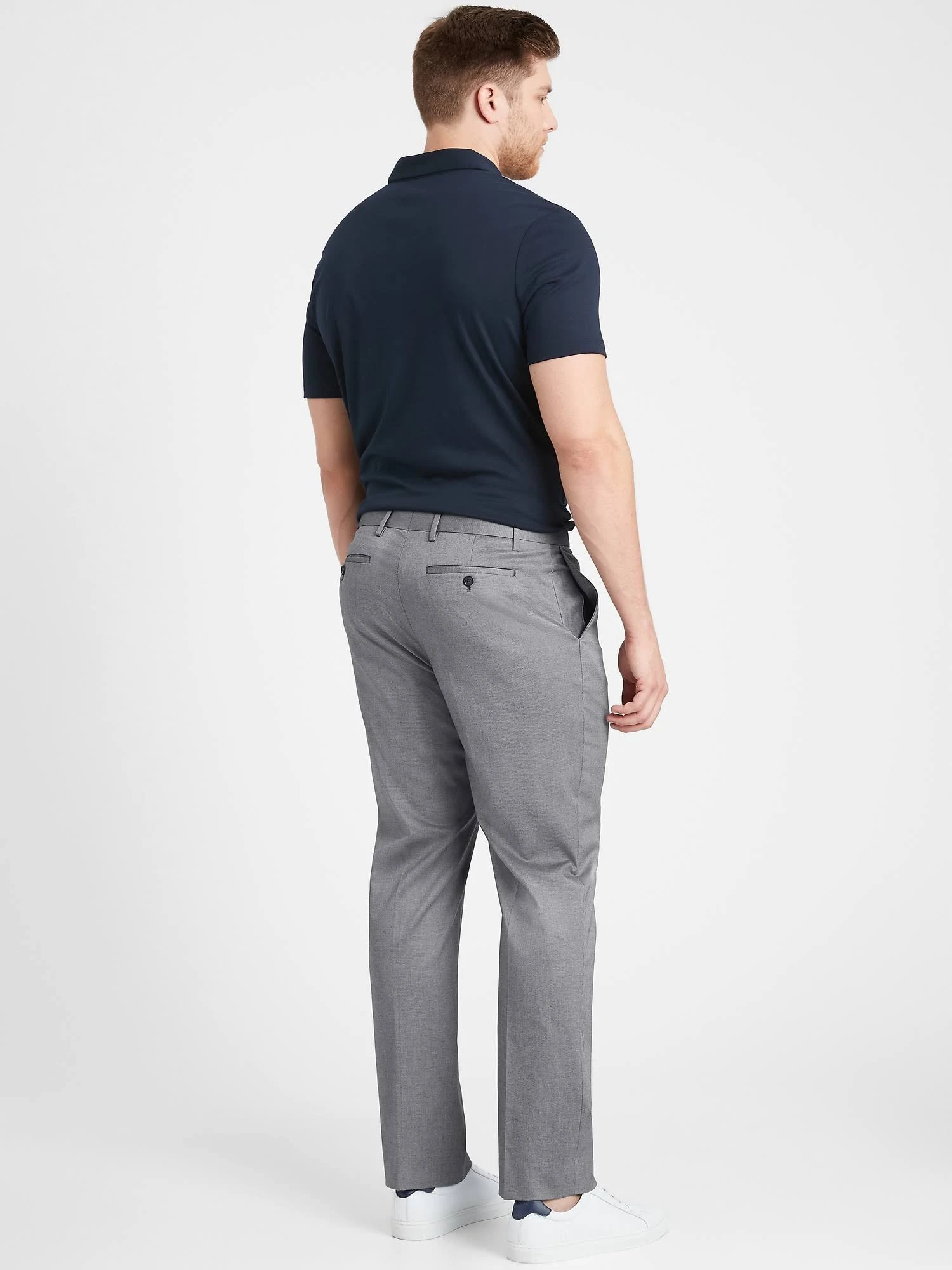 Banana Republic Men's Slim Non-Iron Stretch Cotton Solid Pant Gray Size 34W 32L