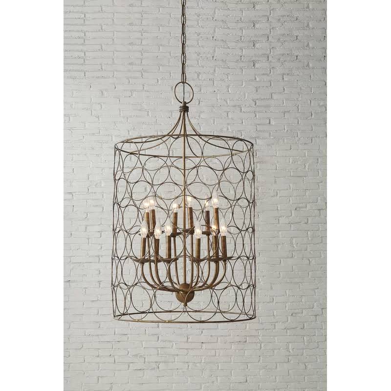 Flores 12 - Light Candle Style Drum Chandelier - Bronze