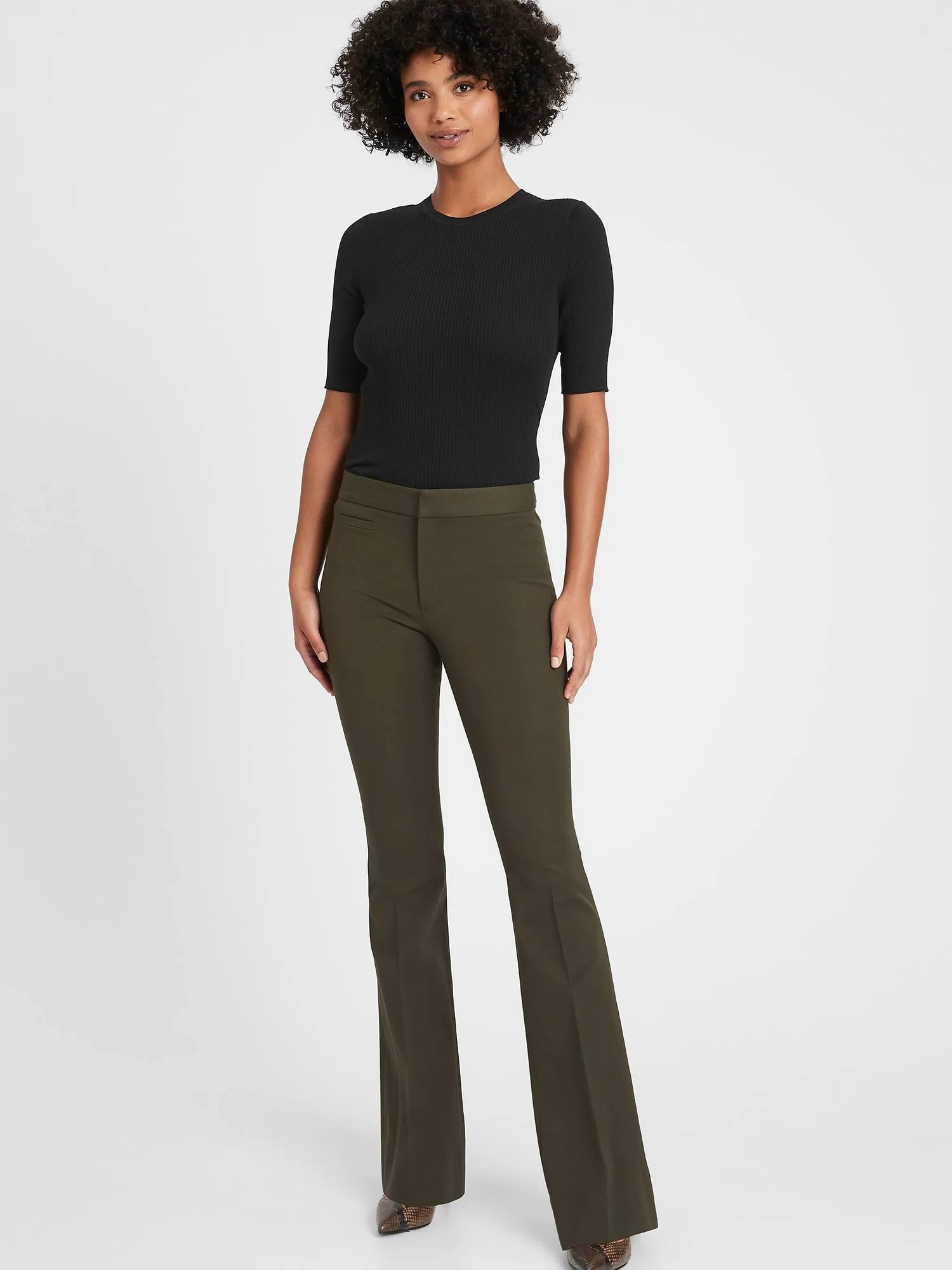 Banana Republic Women's High-Rise Flare Sloan Pant Find Your Adventure Green Size 4 Regular