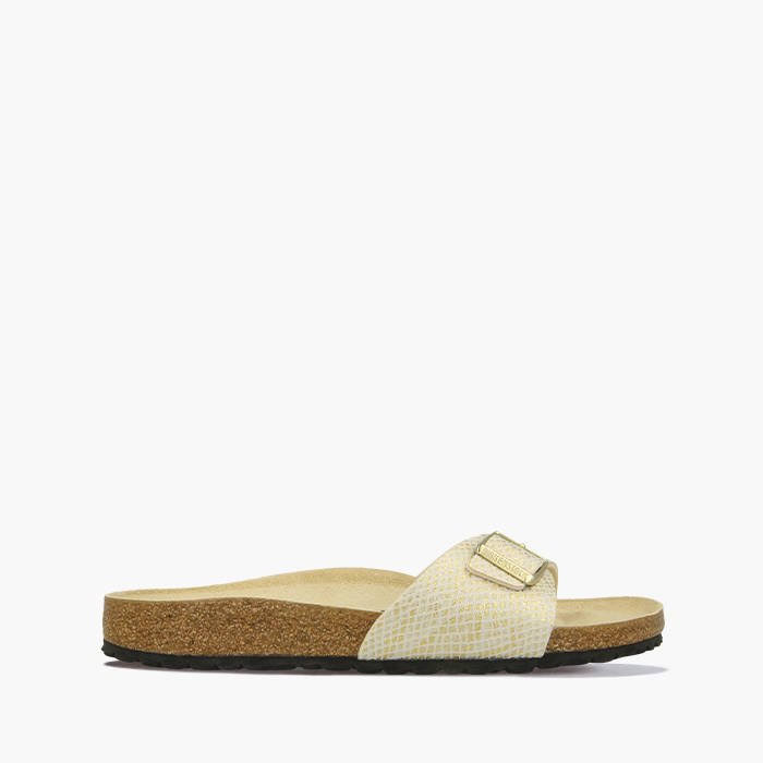Birkenstock Madrid Micro Fibre Shiny Python Eggshell One-Strap Sandals