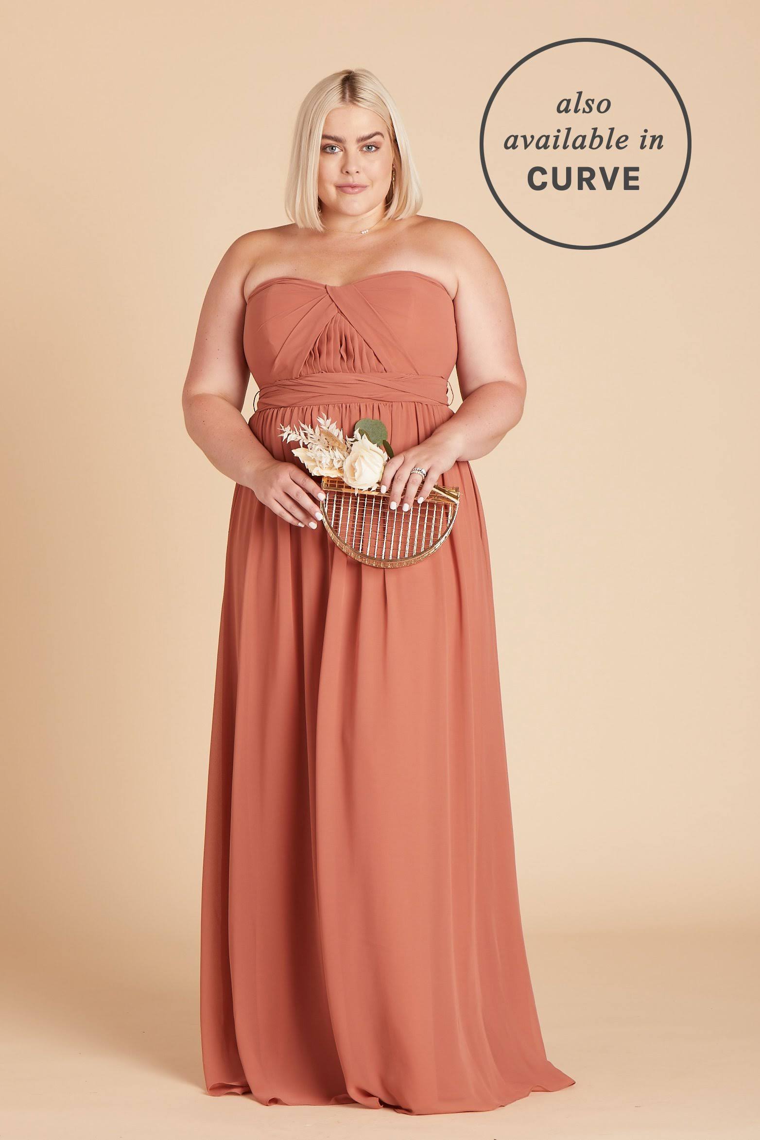 Birdy Grey Grace Convertible Chiffon Bridesmaid Dress in Terracotta XXL / Terracotta / No Slit