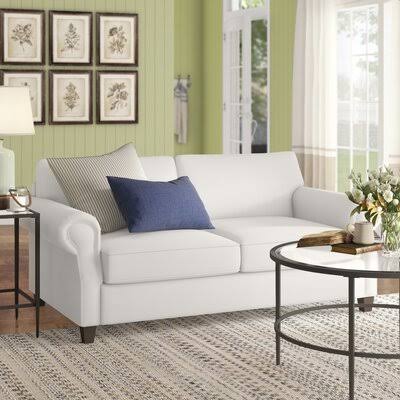 Florham Park 74x22 Rolled Arm Loveseat Birch LANE? Fabric: Ronan Linen Polyester Blend