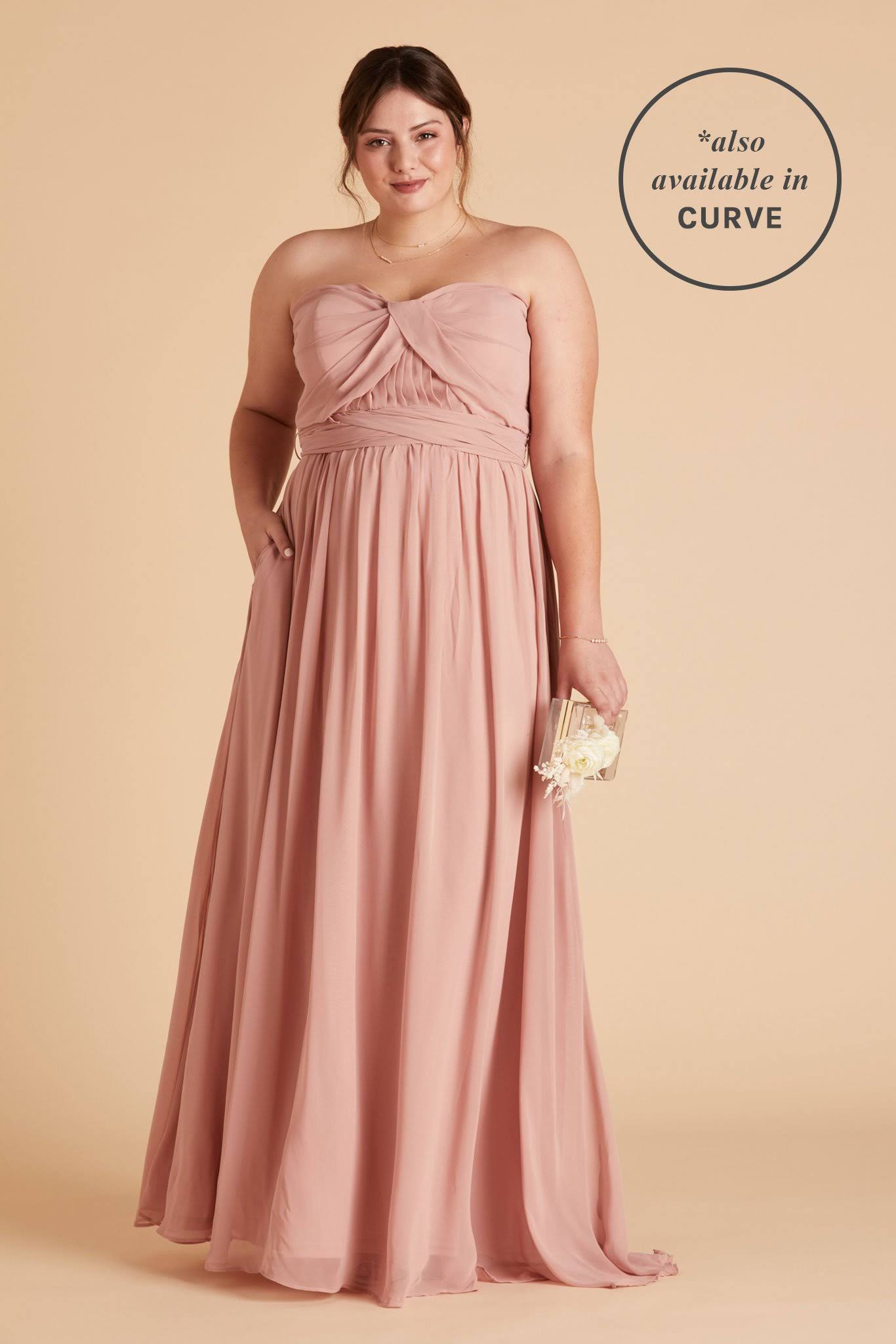 Birdy Grey Grace Convertible Chiffon Bridesmaid Dress in Dusty Rose XXL / Dusty Rose / No Slit