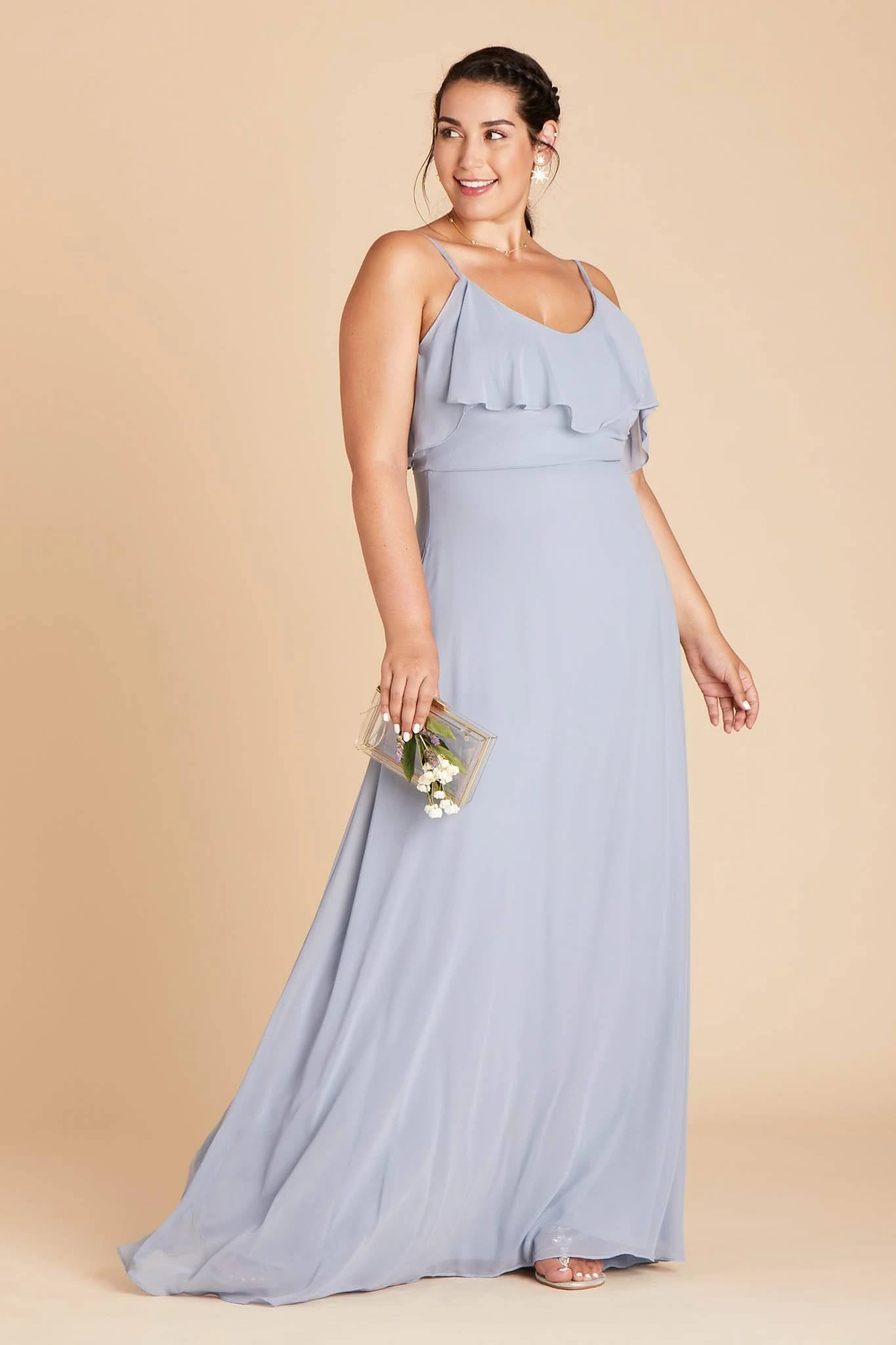 Birdy Grey Jane Plus Size Convertible Chiffon Bridesmaid Dress in Dusty Blue 3X / Dusty Blue