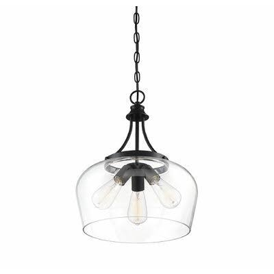 Patson 3-Light Unique/Statement Dome Pendant Finish Black