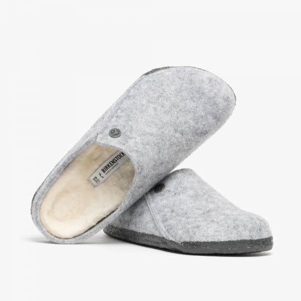 Birkenstock Zermatt Wool Felt Light Gray Shearling Clogs