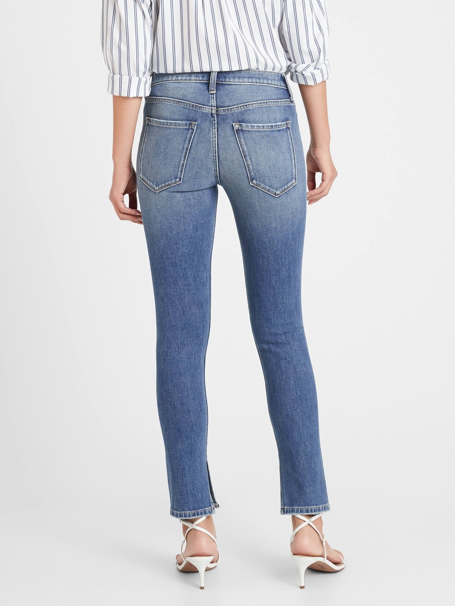 Banana Republic Women's Mid-Rise Skinny Jean with Split-Hem Medium Wash Size 26 Regular