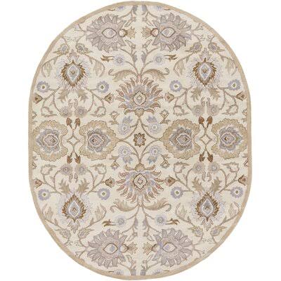 Arden Floral Handmade Tufted Wool Cream Area Rug Birch Lane Rug Size: Oval 8& x 10&