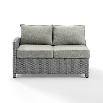 Lawson 53x22 Wide Outdoor Wicker Loveseat with Cushions Birch Lane Cushion Color: Gray, Frame Color: Brown