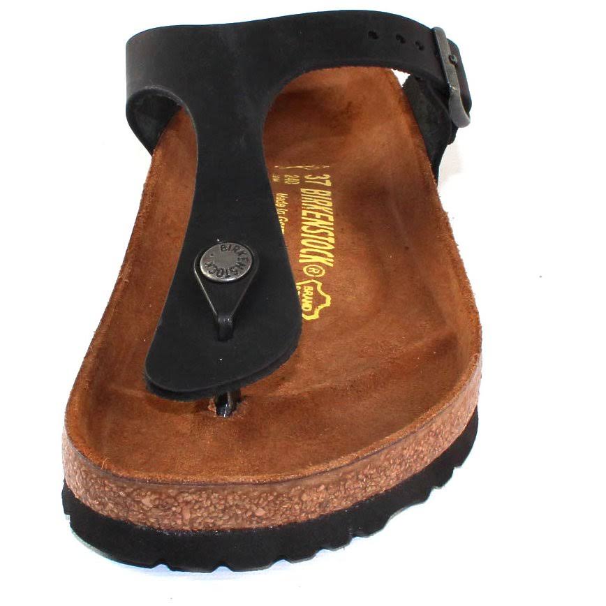 Birkenstock Gizeh Oiled Leather Women's Sandals Black Oiled Leather : 40 (US Women's 9-9.5) Regular