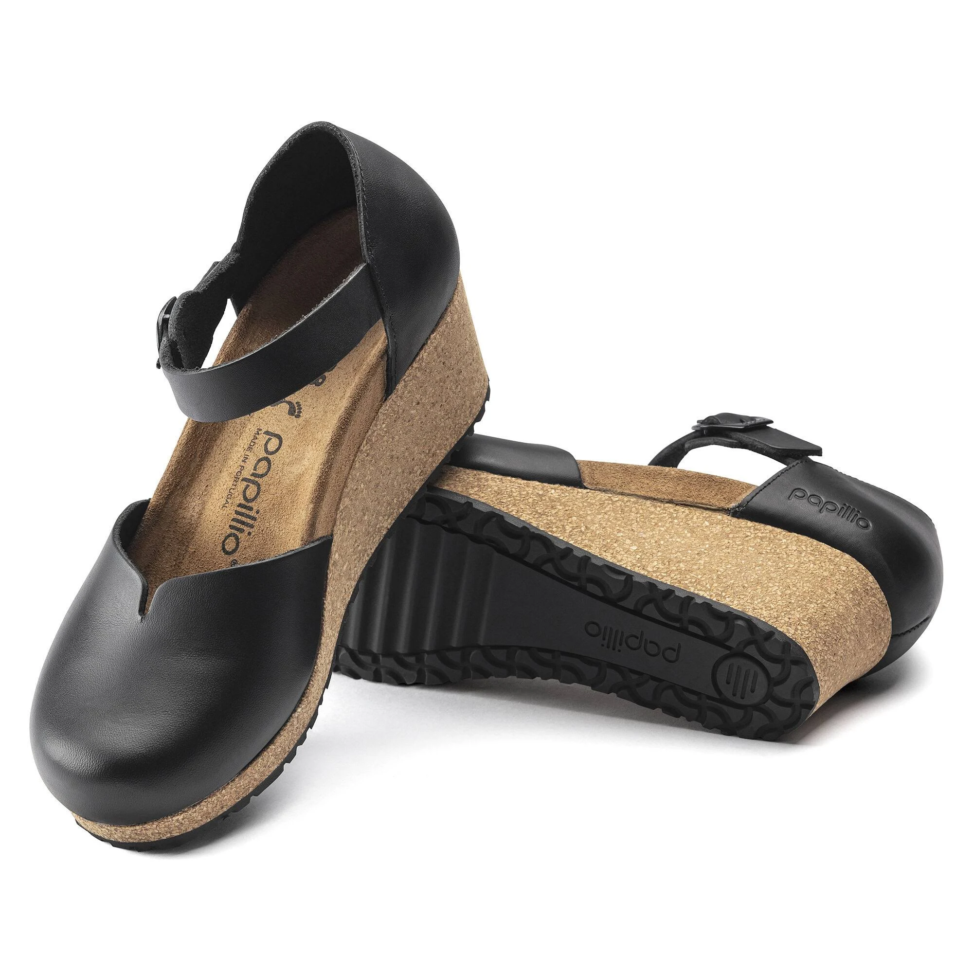 Birkenstock Papillio Samira Natural Leather Black Back-Strap Sandals