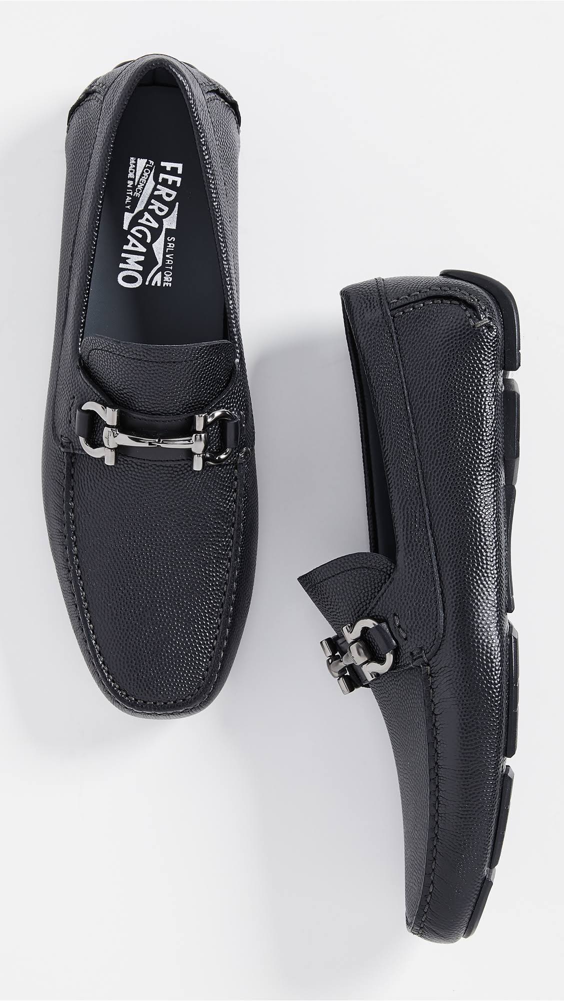 Salvatore Ferragamo Parigi Gancini Bit Leather Driver, 9 / Black