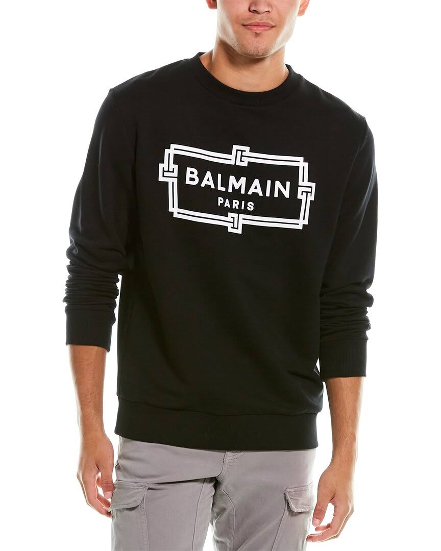 Balmain Logo Print Cotton Jersey Sweatshirt - Black - Sweatshirts