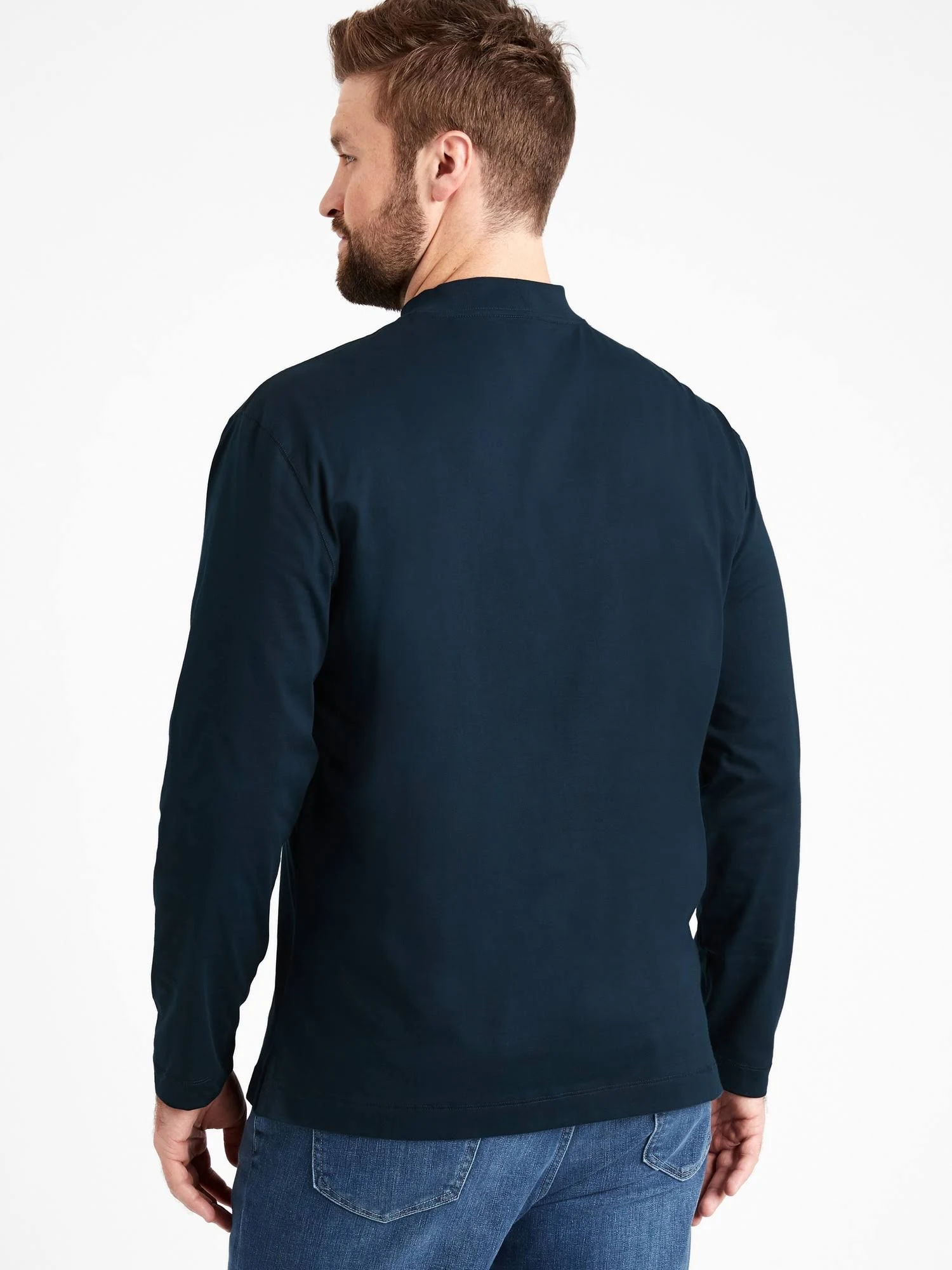Banana Republic Men's Authentic Supima Mock-Neck T-Shirt Navy Size S