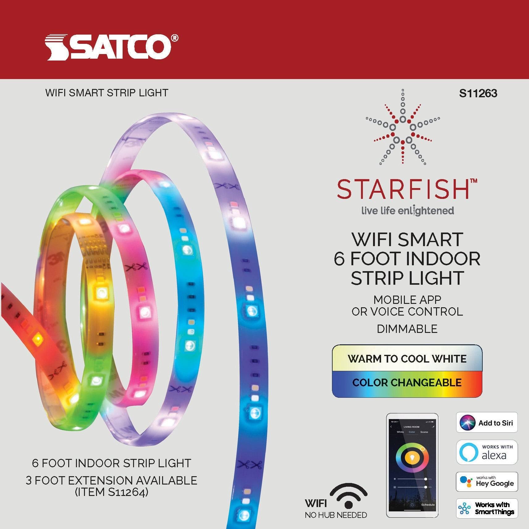 Satco-S11263-Starfish - 72 inch 20W LED Strip Light White Finish