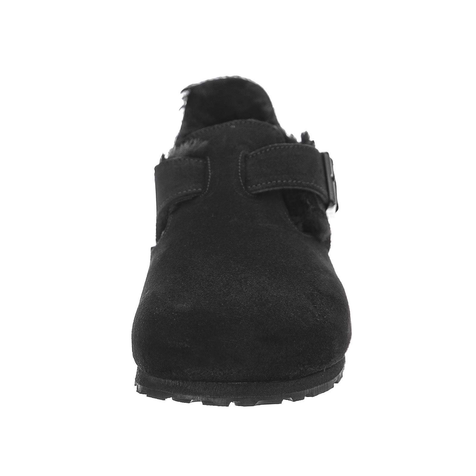 Birkenstock London Suede Leather Shearling Black Low Shoes